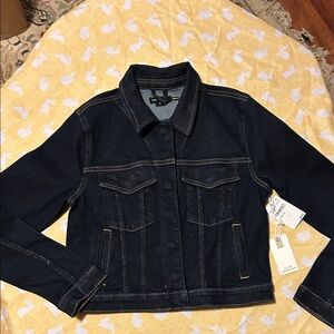 Good American Dark Indigo Denim Trucker Jean Jacket $169 Spring Coat NWT